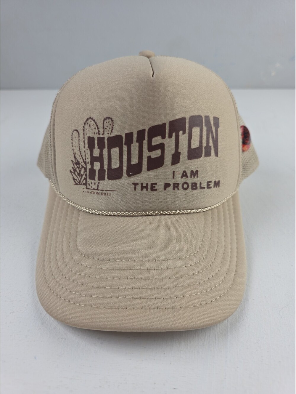 Vintage 1989 Houston I Am The Problem Bottom Shelf Tan OTTO Snapback Hat Cap